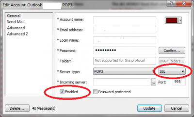 POP3 Settings you do not have (notice I have redacted all personal information)