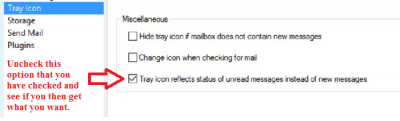 If you try my suggestion here I think you will be getting what you want from the tray icon.