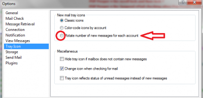 Select this circle option in the &quot;New mail tray icon&quot; section of this window.