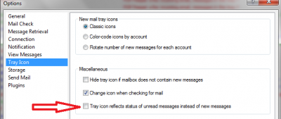 If it is checked then you will get the count for unread messages or if it is not checked then you will get the number of new messages