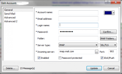 The &quot;Email Address&quot; and &quot;Login Name&quot; entries are identical which is the full email address of the account.