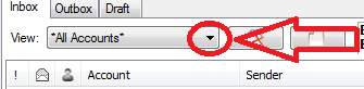 Click on &quot;arrow&quot; and select an account from list with messages in it's inbox