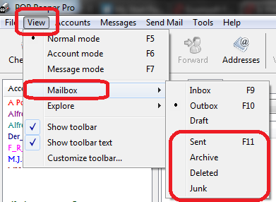 By following the steps outlined in this screen-shot (circled steps) you will find that the circled folders can be searched