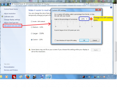 Changing the Windows 7 DPI setting