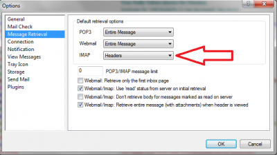 Set IMAP to &quot;Headers&quot;