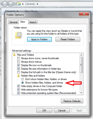 Select &quot;Show hidden files...&quot;