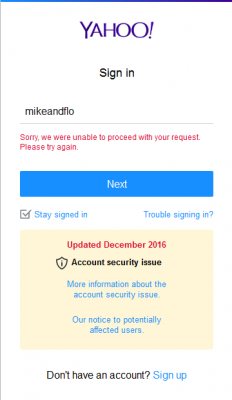 What you get logging-off Yahoo if &quot;Account Security&quot; has been accessed which makes no sense