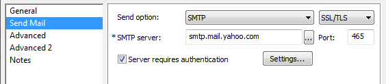 &quot;Send Mail&quot; tab will look like this (if not then set to these settings)
