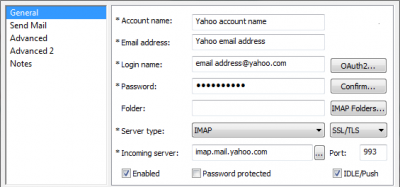 By Selecting &quot;IMAP&quot; in the &quot;Server Type&quot; drop-down list all other settings will be set for you automatically.