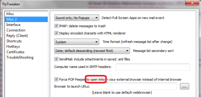 Links pointed out in my message will open those links in my default browser the way I have it set.