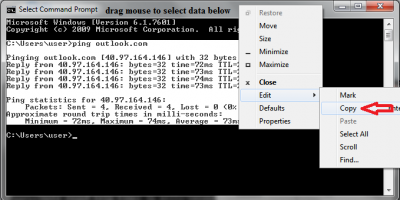 Right-Click in frame area to get context menu again. Select &quot;Copy&quot; to copy selected data then right-click in this topic to paste the copied data to topic.