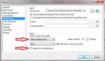 Main Menu - go to &quot;Tools&quot; &gt; &quot;Options&quot; &gt; &quot;Notification&quot; to set this Desktop Alert option (note: select &quot;- No Special Action -&quot; to &quot;Turn Off&quot;).