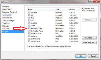 Main Menu - go to &quot;Tools&quot; &gt; &quot;Plugins...&quot; to set the Skin Notifier &quot;ON&quot; (check to use -- uncheck to not use)