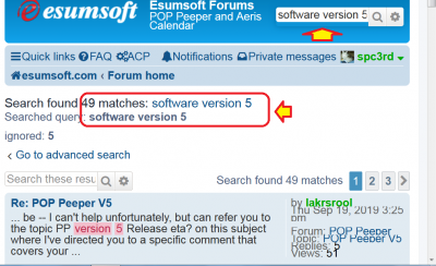 Search using &quot;Software version 5&quot; as the search parameter