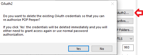 Click on the &quot;OAuth2&quot; button to re-authorize the account