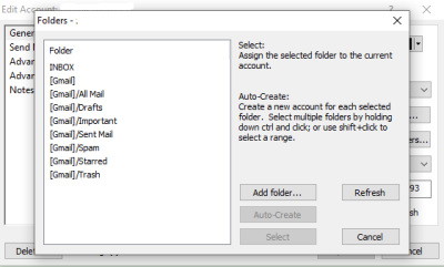 My results when clicking on the &quot;IMAP Folders&quot; button in the Account &quot;Edit&quot; Interface