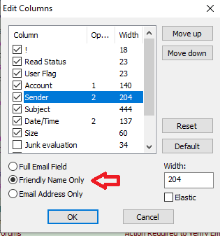 Make sure you have the &quot;Friendly Name Only&quot; and click on the &quot;OK&quot; button to accept the selected option.