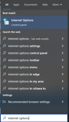 Enter &quot;Internet Options&quot; in Search Box to get to your Windows TLS settings.