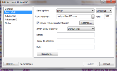 Outgoing (Send Mail) settings