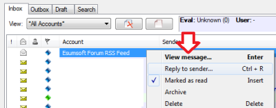 Right-click method to view messages