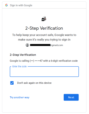 This 2-Step Interface (to get a verification code) is from Google.