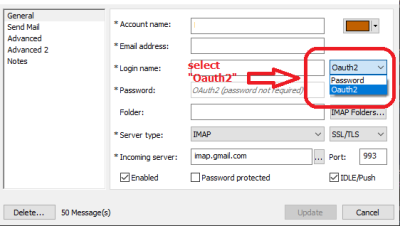 Edit the account - select &quot;Oauth2&quot; from drop-down list and follow through with the remaining steps to process the Oauth2 reset.