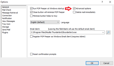 Make sure the &quot;Advanced option&quot; is enabled by way of checking the box.