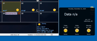 Aeris Calendar has stopped updating the weather.