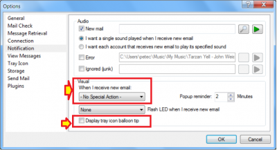 PP &gt; TOOLS &gt; OPTIONS &gt; Notification &gt; Disabling Desktop/Balloon tip alert