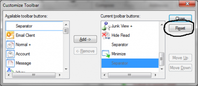 Add Available Toolbar Buttons and position then Exit window.