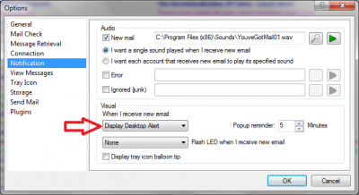 Desktop Alert for Pop Peeper, accessed by going to &quot;Tools&quot; &gt; &quot;Options&quot; &gt; &quot;Notification&quot; tab.