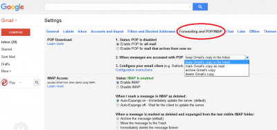 Select Forwarding and POP/IMAP